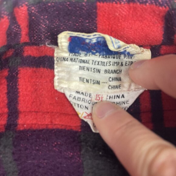 Vintage Champion Flannel Shirt Mens Size 15 1/2 Red 1970 Distressed Plaid (Read - Picture 11 of 16